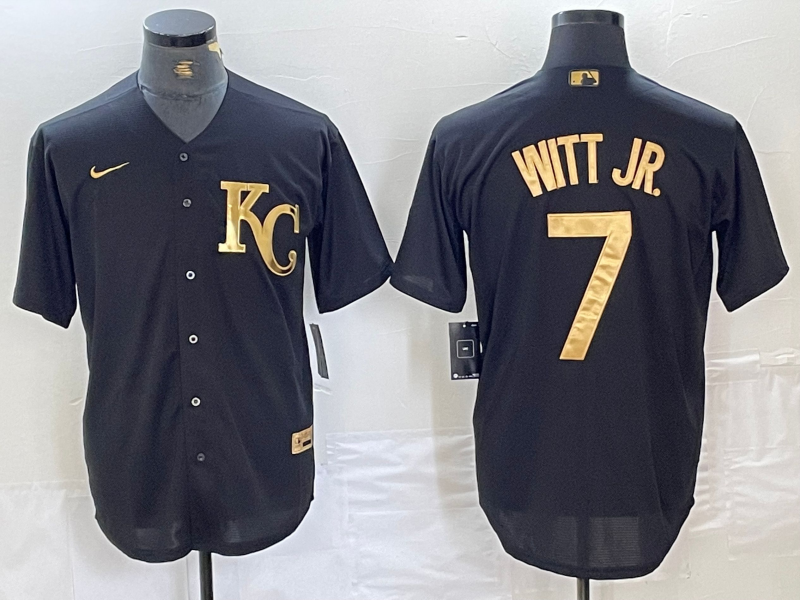 Men's Kansas City Royals Bobby Witt Jr. #7 Black Jersey